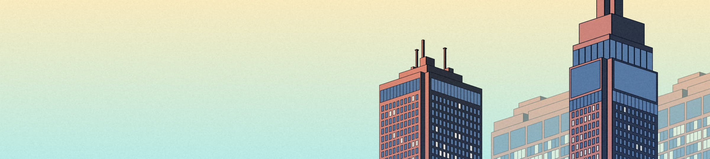 Urban skyline with two tall buildings